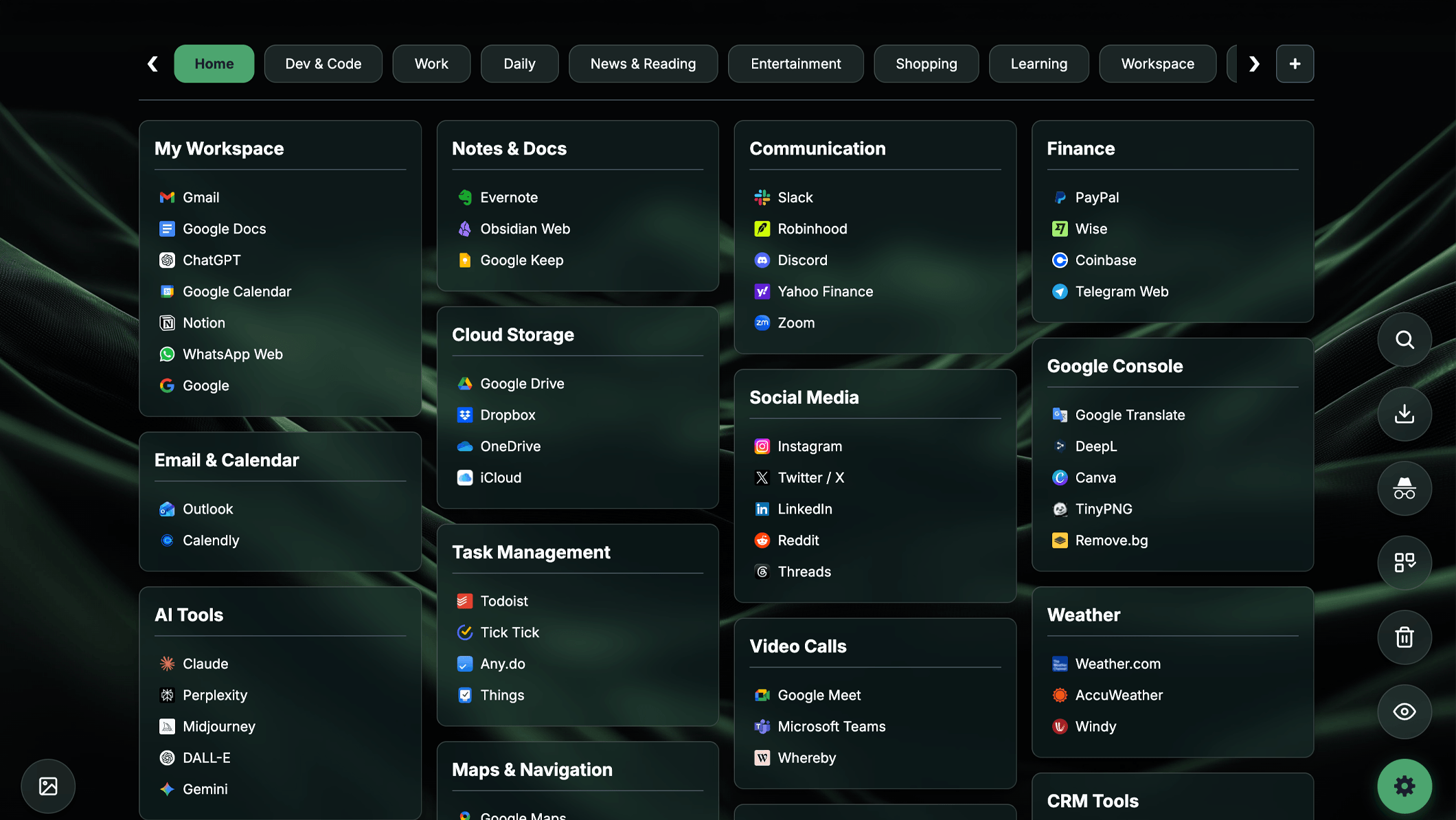 LumiList bookmark manager dashboard in a Chrome new tab